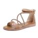 XTZYGLFD women's sandals fashionable Roman style simple just buckle comfortable flat sole thick sole thick versatile sandals sandals with foot vault support for women summer brown 6 UK 3xbnarrow