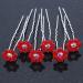 Bridal/Wedding/Prom/Party Set Of 6 Red Austrian Crystal Daisy Flower Hair Pins In Silver Tone - Buy Online on GoSupps.com