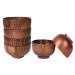 SKORDO 6 Pcs Wood Bowls Serving Tableware for Rice Soup Dip Coffee Tea Decoration Wooden Salad Bowl Kitchen Cutlery Set