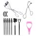 DALAETUS 13 Pcs Stainless Steel Lash Curler Set Eyelash Curler with Silicone Pad Steel Eyelash Brush Eyelash Comb Disposable Brushes Assist Clip Partial Curler for Women