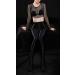 Women's Black Metallic Wet Look Footed Leggings - Shimmer Dance Tights - XL - Buy Online on GoSupps.com