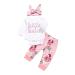 ChYoung Baby Girl Clothes Set Newborn Outfit Little Sister Romper Top and Rose Printed Pant and Headband 3 Pieces 12-18 Months Pink