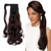 iIUU 18"/45cm Wrap Around Long Curly Wavy Hair Extension Clip in Ponytail Dark Brown Color Synthetic Hairpiece Wig Pony Tail Hair Extensions Ponytails for Beauty Women Girl (100g 6B) #6B-cdark brown