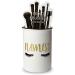 Ceramic Makeup Brush Holder Storage with Cute Sayings, Cosmetic Organizer for Make Up Brushes and Accessories - Round White Cosmetics Cup for Bathroom Vanity Countertop (Flawless)