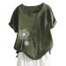 T-Shirt Women's Summer Blouse Short Sleeve T-Shirt V-Neck Clothing Woman Loose Comfortable Crew Neck Clothes Pullover Teenager Pullover with Print T-Shirt Loose Green XXL