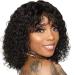 Acantam 150% Density Kinky Curly Wig with Bangs Grade 10A Virgin Human Hair Wig for Black Women Kinky Curly Human Hair Wig with Bangs Glueless None Lace Front Wig Natural Black Color(16 Inch) 16 Inch (Pack of 1) curly hu...