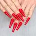 Artquee 24pcs Red Pure Color Ballerina Long Coffin Glossy Fake Nails Press on Nail False Tips Manicure for Women and Girls CB-12