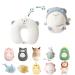 JOYRAVO Kids Travel Pillow - 2-in-1 Deformable Neck Pillow Soft U-Shaped Pillow with Cute Plush Animals Comfy Sleep and Play Companion for Airplanes Cars and Travel - Blue Bear Blue Flying Bear