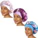 COOLCHI 3 Pack Large Long Satin Silk Bonnet Sleep Cap Hat Soft Elastic Band Night Sleeping Head Cover for Women Girls, Long Braids Curly Natural Hair (blue & white & purple)