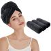 Kinhwa Hairurban microfiber towel hair turban towel with button hair turban quick -dry hair towel for long hair and all hair types super absorbent and soft 25cmx65cm 3 pack black black 3 pack with 2 buttons