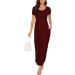 YUNDAI Womens Maxi Maternity Dress Summer Floral Loose Casual Plus Size with Pocket - Wine Red XXL - Buy Online on GoSupps.com