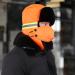 Trooper Trapper Hat for Men & Women | Russian Ushanka Ski Hunting Hat | Windproof Bomber Fur Hat with Earflaps & Mask | Orange with Reflective Strip - Buy Online on GoSupps.com