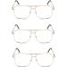 Shop Readers Metal Frame Square Aviator Style Geek Reading Glasses for Men - 3 Pack Gold 1.5 Diopters | International Shipping Available - Buy Online on GoSupps.com