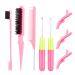 Sweet view crochet needles for hair with 2 pieces of crochet needles 1 piece of edge brush 1 piece of bristle hair brush 1 piece of rat tail comb 3 pieces of hair clips pink 2