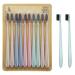 TeenFighter 10Pcs Family Pack Eco-Friendly Small Head Wheat Straw Toothbrush Bamboo Charcoal Soft Bristles Toothbrush for Kids and Adults Toothbrushes for Sensitive Gums and Teeth Travel Carry Multicolor