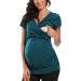 Love2Mi Maternity Nursing Shirt - Short Sleeve V-Neck Breastfeeding T-Shirt - Peacock - Size M - Buy Online on GoSupps.com