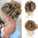 RPAEOY hair parts dutt with bracket curly wavy hair tie with hair clip synthetic messy bun hair scrunchy hair parts for women (golden brown)