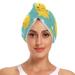 Happy Yellow Chicken Hair Towel 2 Pack Super Absorbent Hair Drying Towel Quick Dry Hair Turbans Head Towel with Button Twisty Wrap for Women Girls
