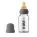 BIBS Baby Glass Bottle. Anti-colic. Round Natural Rubber Latex Nipple. Supports Natural Breastfeeding 110 ml Iron Iron Complete Set - 110 ml