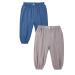 AYIYO Baby Linen Pants Kids Girls Boys Elastic Waist Loose Long Harem Bloomers 2Pcs Set 9-12 Months Blue+khaki