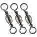 Dr.Fish Fishing Barrel Swivels Stainless Swivels Fishing Tackles Brass Black Nickel Coating Freshwater Swivels Rolling Saltwater Leaders Line Hook Connector 50 Pack #12-30LB