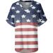4th of July Women's Loose Fit Shirt - Patriotic Stars & Stripes Tee (Blue, XXL) - Buy Online on GoSupps.com