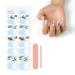 Semi Cured Nail Wraps 20 Stickers Soft Self-Adhesive Gel Nail Stickers Blue French Flowers Gel Nail Strips for Nails French Tip Manicure Nail Wraps UV/LED Lamp Required Pastel Blue