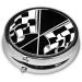 Black & White Checkered Flag Mini Round Pill Box | 3 Compartment Pill Organizer | Travel-Friendly Medicine Case for Home & Office - Buy Online on GoSupps.com