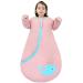 Chilsuessy Baby Sleeping Bag with Detachable Sleeves Winter 3.5 Tog Kids Sleeping Bag 100% Cotton Very Soft Sleep Bag for Infant Toddler Pink whale 100cm/2-4 Years