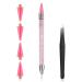 Prasacco Rhinestone Picker Tool Rhinestones Applicator Rhinestone Picker Dotting Wax Pen Rhinestone Pickup Applicator Tool with 4 Pink Replaceable Wax Head and 1 Tweezer for DIY Nail Art Tool