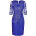 Women's Plus Size Floral Lace Sheath Dress - XXXL, Dark Blue-1 | Knee-Length Work Casual Party Cocktail Dress - Buy Online on GoSupps.com
