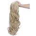 Long Short Claw Ponytail Hair Extension - 24 Inch Synthetic Curly Ash Blonde Mix Bleach Blonde Hairpiece - Buy Online on GoSupps.com