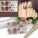 8 Sheets Gold Line Semi-Cured Toe Nail Polish Strips - Self-Adhesive Gel Nail Stickers with Rhinestones & Marble Designs for Women - Buy Online on GoSupps.com