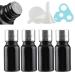 Tianzd 4 piece of empty little 10 ml gloss black glass bottles with sealed stopper silver aluminum screw cap glass bottle flasher oil fragrance perfume massage aromatherapy silver 10ml
