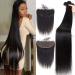 Straight Human Hair Bundles with Lace Frontal (20 22 24+18 Frontal) Human Hair 3 Bundles with 13x4 Lace Closure Frontal 100% Unprocessed Brazilian Virgin Human Hair Bundles 20 22 24+18 Straight Bundles with Frontal