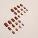 24 Pcs Fall Press on Nails - Brown & Gold Foil Autumn Acrylic Medium Length - Reusable Glossy Fake Nails for Women - Buy Online on GoSupps.com