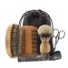 6-part Bartkamm brush set for men natural wild boar bristle brush and dual action wood comb ideal with velvet travel bag for facial cleaning mustache tools gift bags
