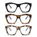 Viseng 3 Pack Oversized Frame Design Women's Reading Glasses Blue Light Blocking Computer Reader+3.0 3 Pairs: Black & Leopard & Grey Leopard 3.0 Diopters