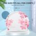 Copozz Adult Waterproof Swimming Cap - Unisex Silicone Bathing Cap for Men & Women with Flower Cherry Design - Perfect for Long Hair - Buy Online on GoSupps.com