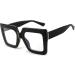 FEISEDY Fashion Oversized Blue Light Glasses for Women - Anti Fatigue Thick Square Computer Eyewear B2381 Black - 50mm - Buy Online on GoSupps.com