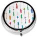 Coral and Teal Arrows Mini Round Pill Box | 3 Compartment Travel Organizer | Portable Medicine Case for Home & Office - Buy Online on GoSupps.com
