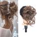Hair part hair tie updos messy bun hair part hair pipe curly wavy big hair bun scrunchies extensions art hair tousled updo hair parts ( #18H10 platinum blond mixture strawberry blonde) #18H10 (platinum blond mixture strawberry blonde)