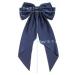 Satin Giant Hair Bow French Barrette Clip - Navy Blue Women's Hair Accessory - Buy Online on GoSupps.com
