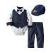 Volunboy Baby Boys Gentleman Suit Toddler Formal Waistcoat Outfit Wedding Shirts + Vest +Bow Tie 4 PCS Set 2-3 Years Navy White