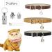 XFENTECH 3-Piece Cat Collar Set - Durable PU Neck Bands with Metal Buckle & Bell - Khaki Brown Black - Buy Online on GoSupps.com