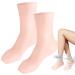 Silicone Moisturizing Socks Women Foot Spa Pedicure Silicone Socks Foot Mask Exfoliating Beach Protective Gel Socks Anti Slip Aloe Socks for Dry Cracked Feet Calluses Foot Care (Skin Color)