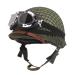 SYLPHID Outdoor Green WW2 US M1 Helmet with Goggles, Steel Field with Net Cover cat Eye Belt