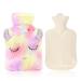 Hot Water Bottle with Cover Removeable & Washable Soft Unicorn Bottle Cover Natural Rubber 1 L (Red and Yellow)
