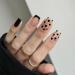 24pcs Short Square False Nails French Tip Stick on Nails Black Heart Press on Nails Removable Glue-on Nails Fake Nails Women Girls Nail Art Accessories 0252Y35