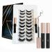 5 Pairs Reusable Magnetic Lashes and Eyeliner Kit Best Magnetic Eyeliner for Natural Magnetic Lashes Set Comes with 2 Tubes of Magnetic Eyeliner